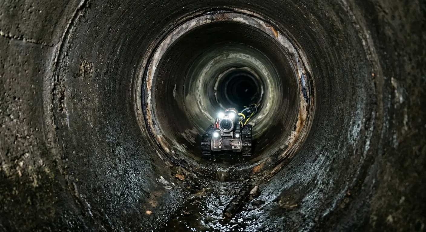 Robotic sewer camera inspecting pipe interior for Sewer Line Repair in Guthrie